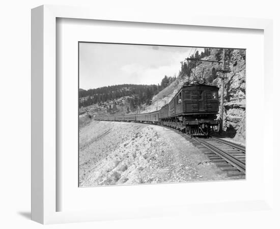 The Olympian, Electric Train in Montana Canyon, 1916-Ashael Curtis-Framed Giclee Print