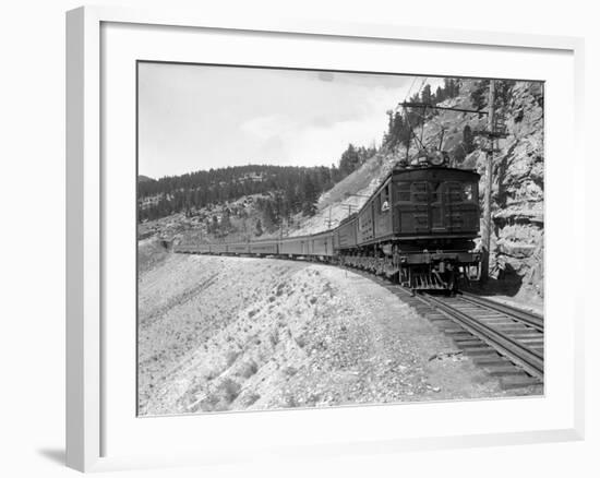 The Olympian, Electric Train in Montana Canyon, 1916-Ashael Curtis-Framed Giclee Print