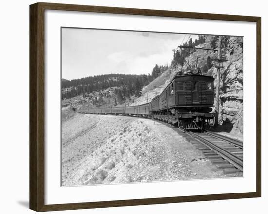 The Olympian, Electric Train in Montana Canyon, 1916-Ashael Curtis-Framed Giclee Print