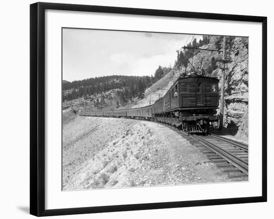 The Olympian, Electric Train in Montana Canyon, 1916-Ashael Curtis-Framed Giclee Print