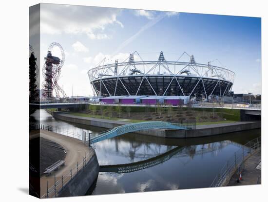 The Olympic Stadium with the Arcelor Mittal Orbit and the River Lee, London, England, UK-Mark Chivers-Stretched Canvas