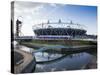 The Olympic Stadium with the Arcelor Mittal Orbit and the River Lee, London, England, UK-Mark Chivers-Stretched Canvas