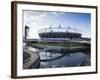 The Olympic Stadium with the Arcelor Mittal Orbit and the River Lee, London, England, UK-Mark Chivers-Framed Photographic Print