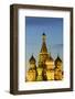 The Onion Domes of St. Basil's Cathedral in Red Square Illuminated at Night, Moscow, Russia, Europe-Martin Child-Framed Photographic Print