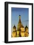 The Onion Domes of St. Basil's Cathedral in Red Square Illuminated at Night, Moscow, Russia, Europe-Martin Child-Framed Photographic Print