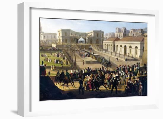 The Opening of Railway Line from Naples to Portici, 1840-Salvatore Fergola-Framed Giclee Print
