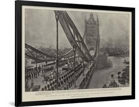 The Opening of the Tower Bridge, the Royal Procession on the Bridge-Henri Lanos-Framed Giclee Print