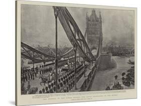 The Opening of the Tower Bridge, the Royal Procession on the Bridge-Henri Lanos-Stretched Canvas