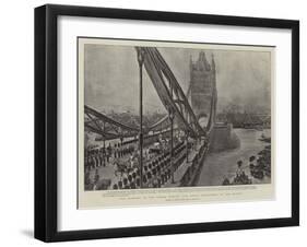 The Opening of the Tower Bridge, the Royal Procession on the Bridge-Henri Lanos-Framed Giclee Print