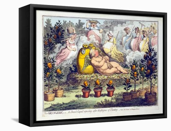 The Orangerie - or - the Dutch Cupid Reposing after the Fatigues of Planting, Published 1796-James Gillray-Framed Stretched Canvas