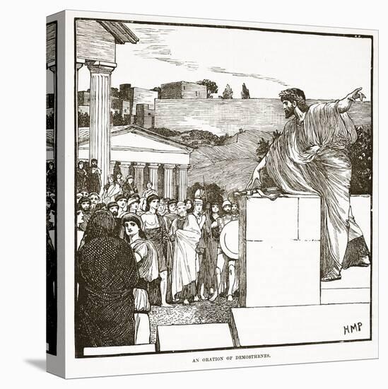 The Oration of Demostenes (Litho)-English-Stretched Canvas