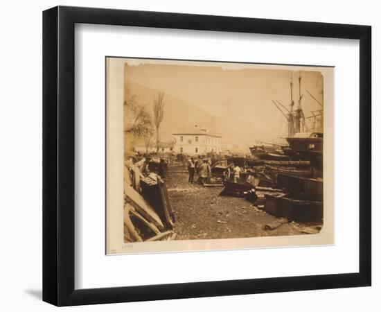 The Ordnance Wharf, Balaklava, 1855-Roger Fenton-Framed Giclee Print