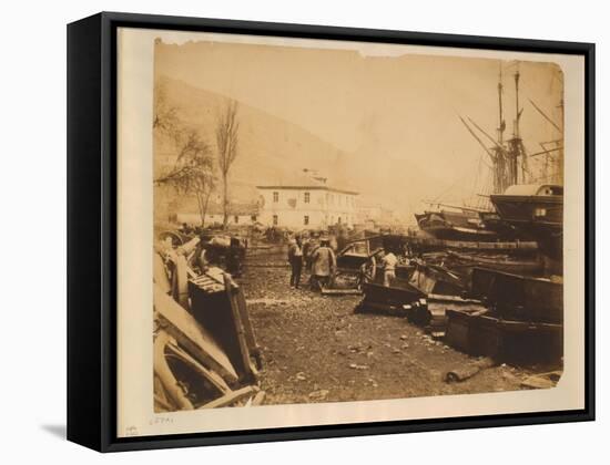 The Ordnance Wharf, Balaklava, 1855-Roger Fenton-Framed Stretched Canvas