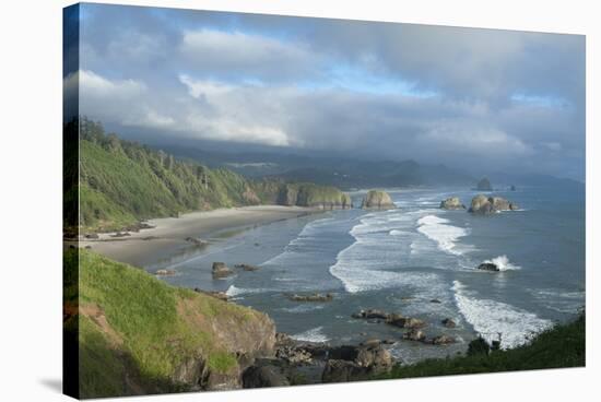 The Oregon Coast and Cannon Beach from Ecola State Park, Oregon-Greg Probst-Stretched Canvas