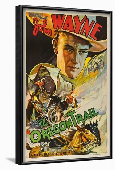 The Oregon Trail, (Poster Art), John Wayne, 1936-null-Framed Art Print