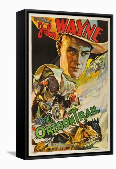 THE OREGON TRAIL, (poster art), John Wayne, 1936-null-Framed Stretched Canvas