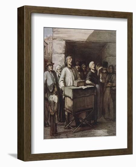 The Organ Player, Ca 1865-Honore Daumier-Framed Giclee Print