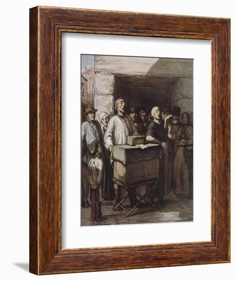 The Organ Player, Ca 1865-Honore Daumier-Framed Giclee Print