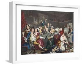 The Orgy, Plate III from 'A Rake's Progress', Illustration from 'Hogarth Restored: the Whole…-William Hogarth-Framed Giclee Print