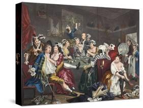 The Orgy, Plate III from 'A Rake's Progress', Illustration from 'Hogarth Restored: the Whole…-William Hogarth-Stretched Canvas