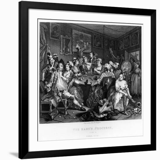 The Orgy, Plate Iii from 'A Rake's Progress'-William Hogarth-Framed Giclee Print