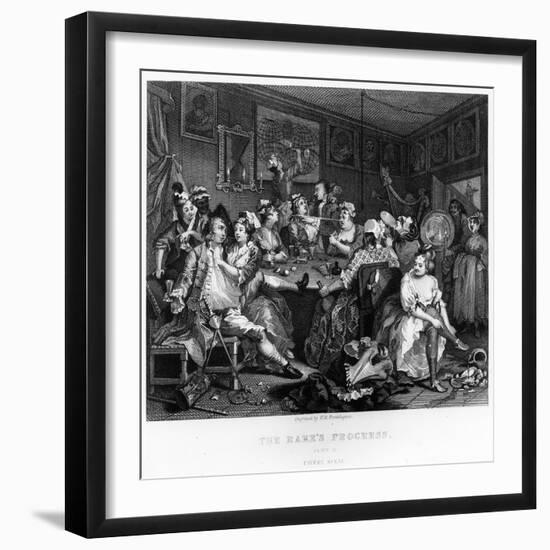 The Orgy, Plate Iii from 'A Rake's Progress'-William Hogarth-Framed Giclee Print