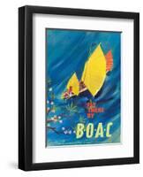 The Orient - Fly There By BOAC - Hong Kong Thailand Cambodia Asia-David Judd-Framed Art Print