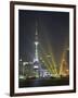 The Oriental Pearl Tower in the Pudong District at Night, Shanghai, China, Asia-Angelo Cavalli-Framed Photographic Print