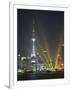 The Oriental Pearl Tower in the Pudong District at Night, Shanghai, China, Asia-Angelo Cavalli-Framed Photographic Print