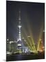 The Oriental Pearl Tower in the Pudong District at Night, Shanghai, China, Asia-Angelo Cavalli-Mounted Photographic Print