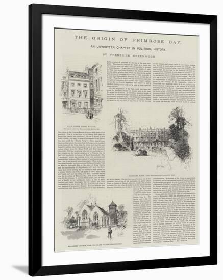 The Origin of Primrose Day, an Unwritten Chapter in Political History, by Frederick Greenwood-Herbert Railton-Framed Giclee Print