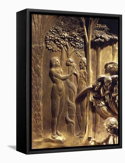 The Original Sin, Detail from the Stories of the Old Testament-Lorenzo Ghiberti-Framed Stretched Canvas