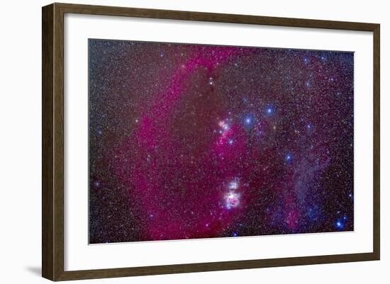 The Orion Nebula, Belt of Orion, Sword of Orion and Nebulosity-null-Framed Photographic Print