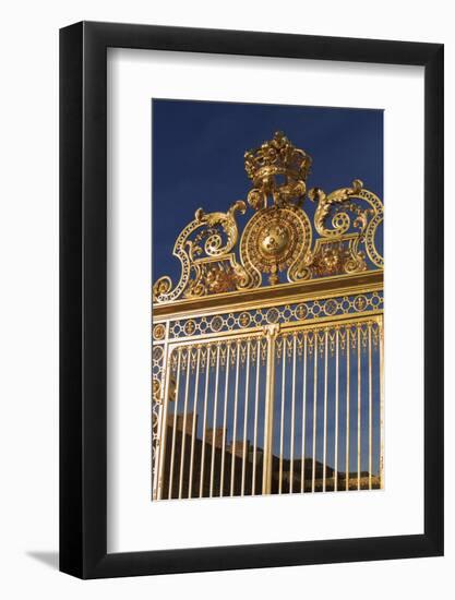 The ornate golden entrance gates to the Chateau Versailles on the outskirts of Paris, France-Paul Dymond-Framed Photographic Print
