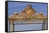 The ornate golden entrance gates to the Chateau Versailles on the outskirts of Paris, France-Paul Dymond-Framed Stretched Canvas