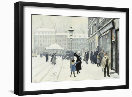 The Osterbrogade in Winter, 1918-Paul Gustav Fischer-Framed Giclee Print