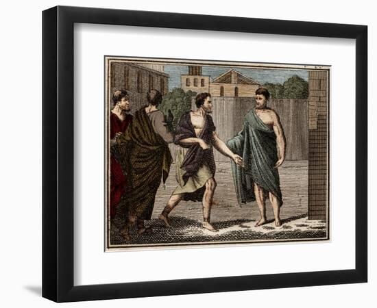 The ostracism of Aristides the Just (c530-c468 BC), ancient Greek (Athenian) soldier and statesman-French School-Framed Giclee Print