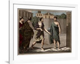 The ostracism of Aristides the Just (c530-c468 BC), ancient Greek (Athenian) soldier and statesman-French School-Framed Giclee Print