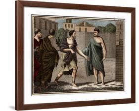 The ostracism of Aristides the Just (c530-c468 BC), ancient Greek (Athenian) soldier and statesman-French School-Framed Giclee Print