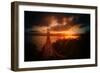 The Other Golden Bridge, Bay Bridge and Sun Burst, San Francisco-Vincent James-Framed Photographic Print