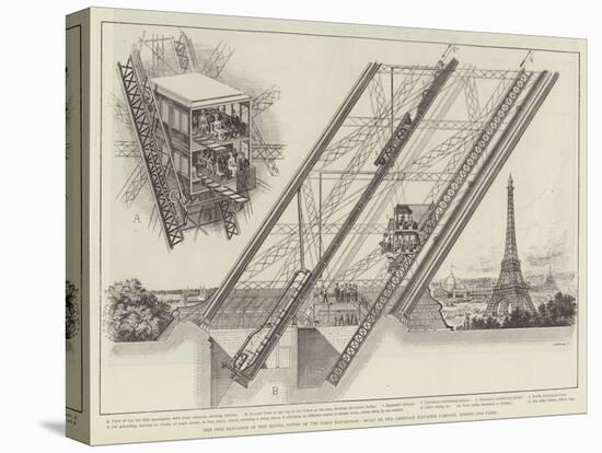 The Otis Elevator in the Eiffel Tower of the Paris Exhibition-null-Stretched Canvas