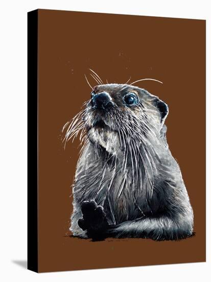 The Otter on Burnt Orange, 2020, (Pen and Ink)-Mike Davis-Stretched Canvas