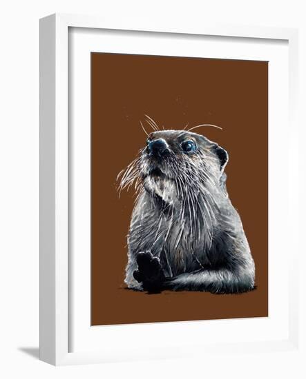 The Otter on Burnt Orange, 2020, (Pen and Ink)-Mike Davis-Framed Giclee Print