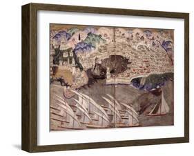 The Ottoman Fleet Blocking the Port of Marseille in 1454-Nasuh Al-silahi-Framed Giclee Print