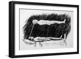 The Out-Of-Body Experience Figure 2 of 5 the Astral Body Lying in the Air Above the Physical Body-H.g. Watts-Framed Art Print