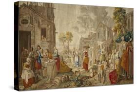 The Outdoor Market, from Village Festivals, 1775-89-Etienne Jeaurat-Stretched Canvas