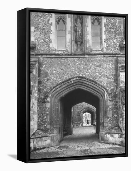 The Outer Gate of Winchester College Which Dates from 1395-Cornell Capa-Framed Stretched Canvas