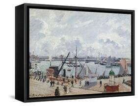 The Outer Harbour of Le Havre, Quai De Southampton, the Honfleur Boat Leaving the Harbour, 1903-Camille Pissarro-Framed Stretched Canvas