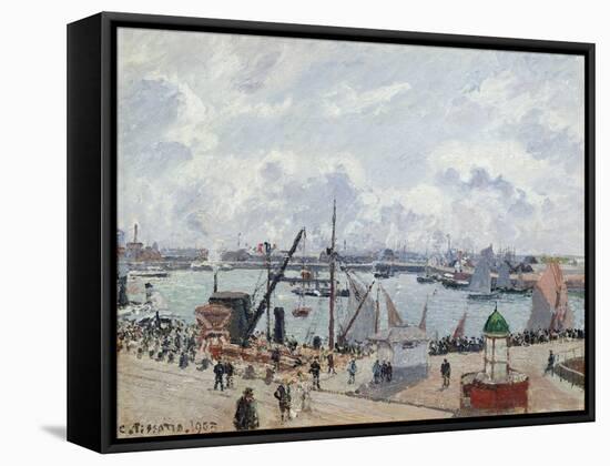 The Outer Harbour of Le Havre, Quai De Southampton, the Honfleur Boat Leaving the Harbour, 1903-Camille Pissarro-Framed Stretched Canvas