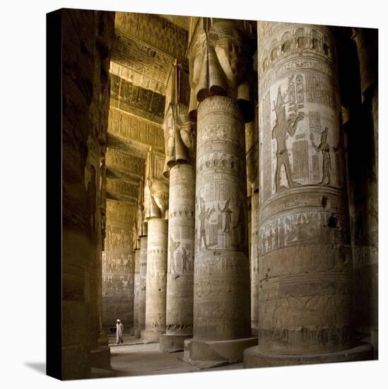 The Outer Hypostyle Hall in the Temple of Hathor, Dendera Necropolis, Qena-Tony Waltham-Stretched Canvas